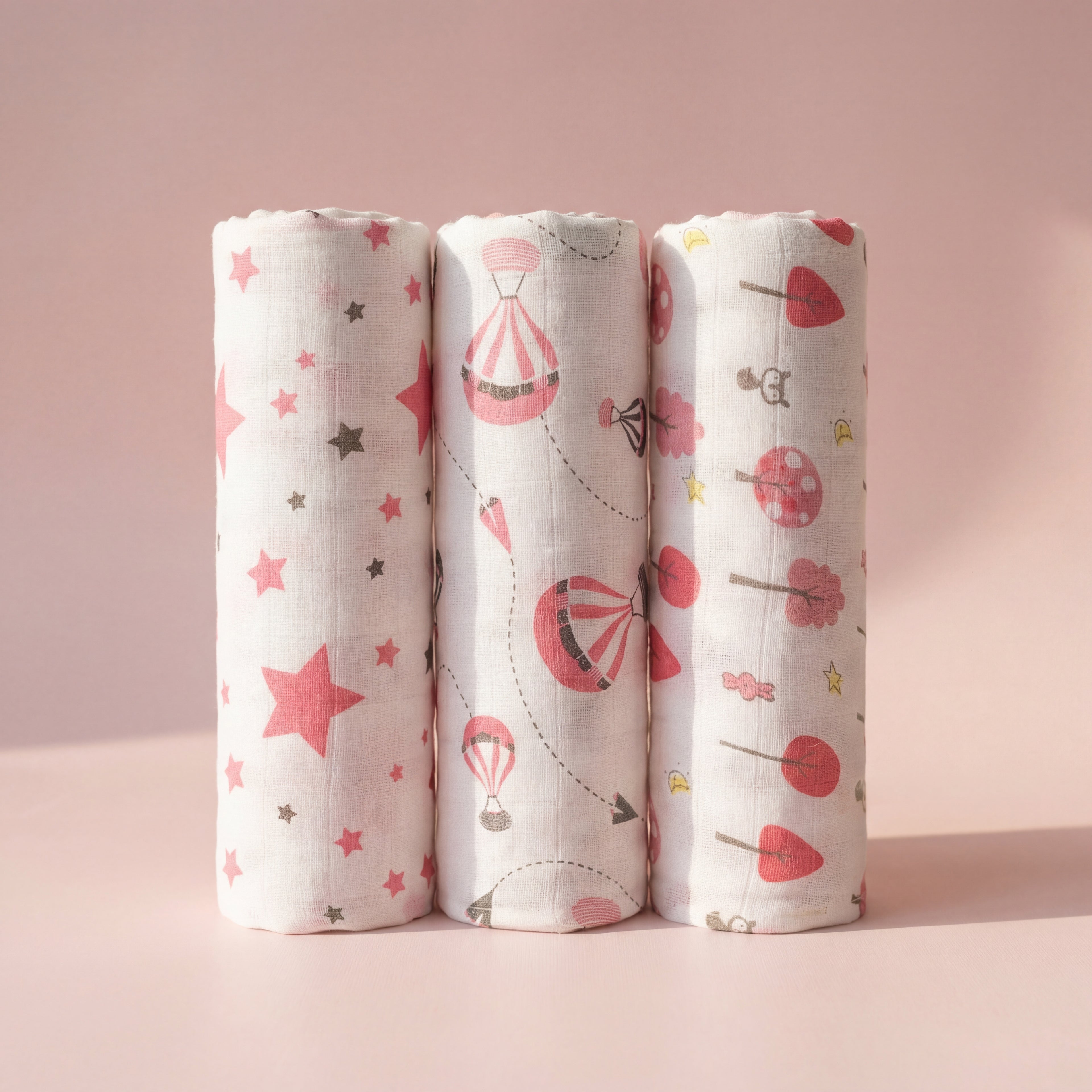 Kika Kiki Fuchisa Muslin Swaddle Blanket - Ultra soft 100% Muslin Cotton Swaddle Wrapper (pack of 3)