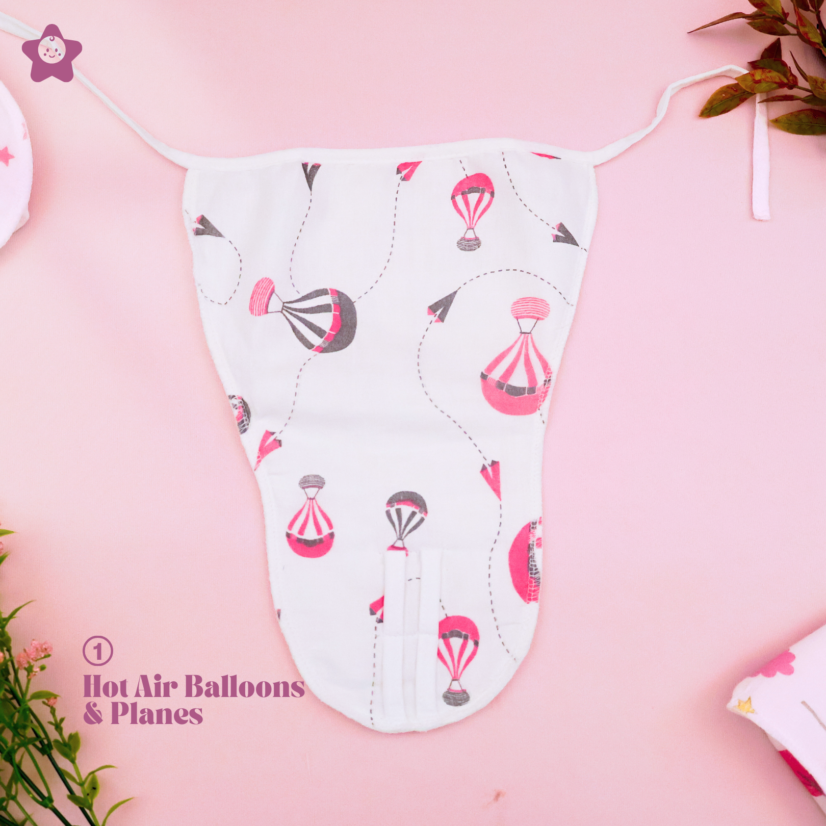 Kika Kiki Fuchisa Print Muslin Padded Nappies - 100% Soft Cotton Langot (Pack of 3)