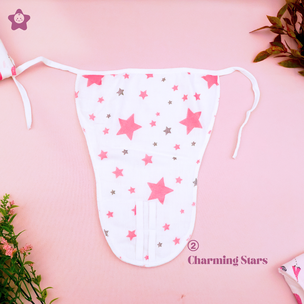 Kika Kiki Fuchisa Print Muslin Padded Nappies - 100% Soft Cotton Langot (Pack of 3)