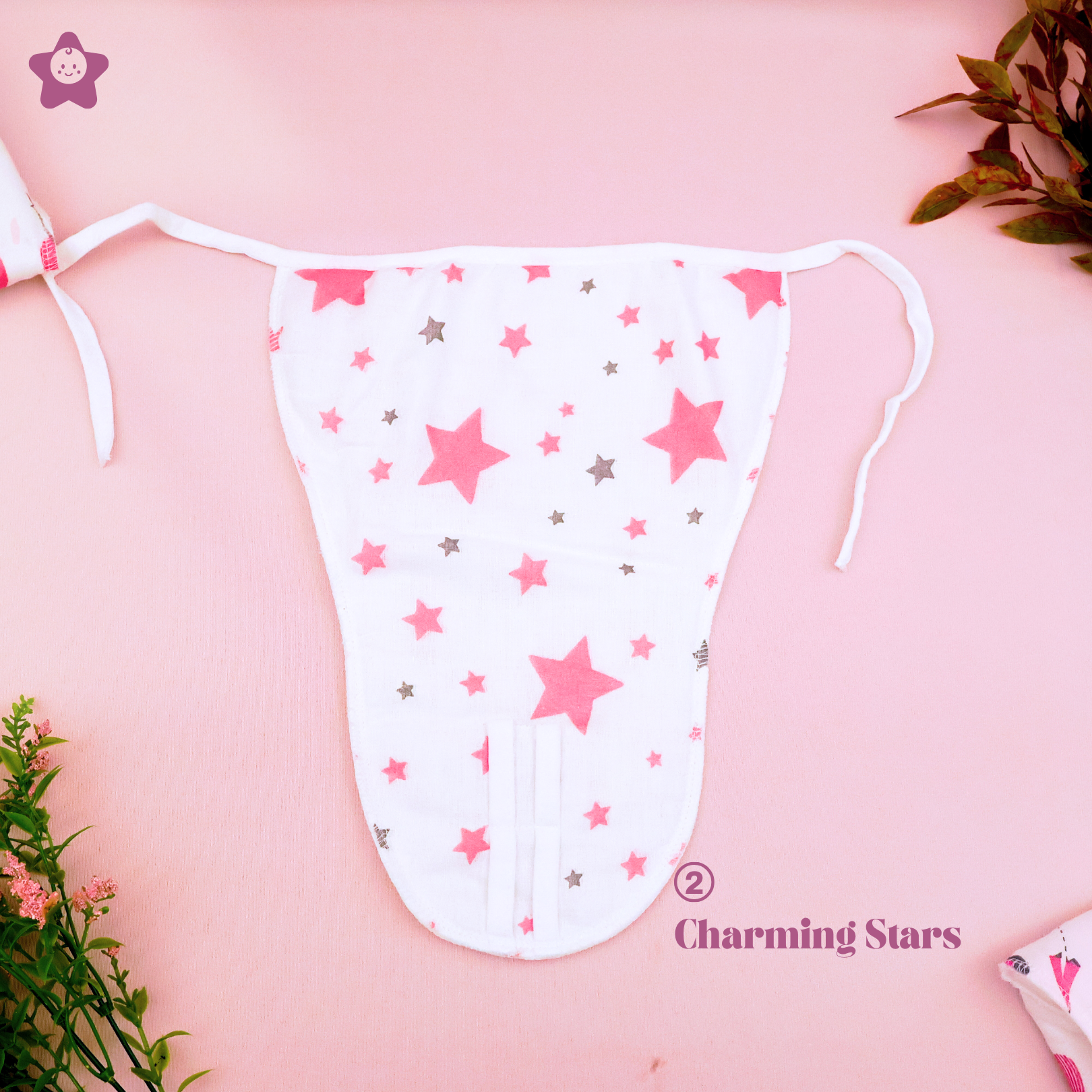 Kika Kiki Fuchisa Print Muslin Padded Nappies - 100% Soft Cotton Langot (Pack of 3)