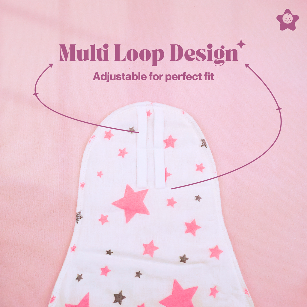 Kika Kiki Fuchisa Print Muslin Padded Nappies - 100% Soft Cotton Langot (Pack of 3)