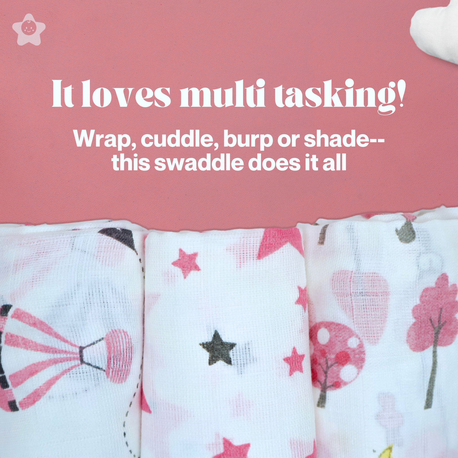 Kika Kiki Fuchisa Muslin Swaddle Blanket - Ultra soft 100% Muslin Cotton Swaddle Wrapper (pack of 3)