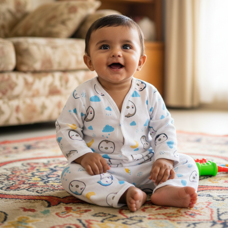 Kika Kiki Wise owls Muslin Co-ord set | 100% Ultra soft FInest Cotton Lounge wear (pack of 1)