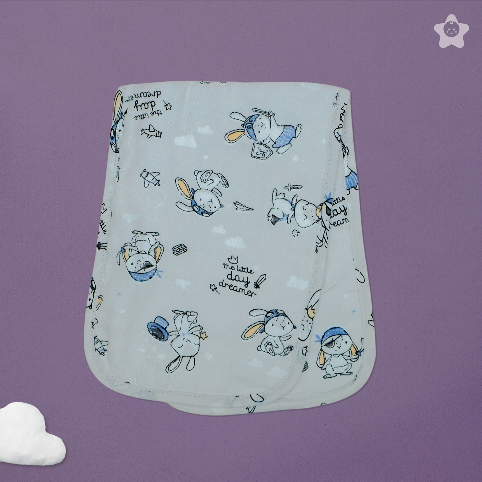Kika Kiki Grey Shades Burp Cloth- 100% Soft Muslin Cotton (Pack of 3)