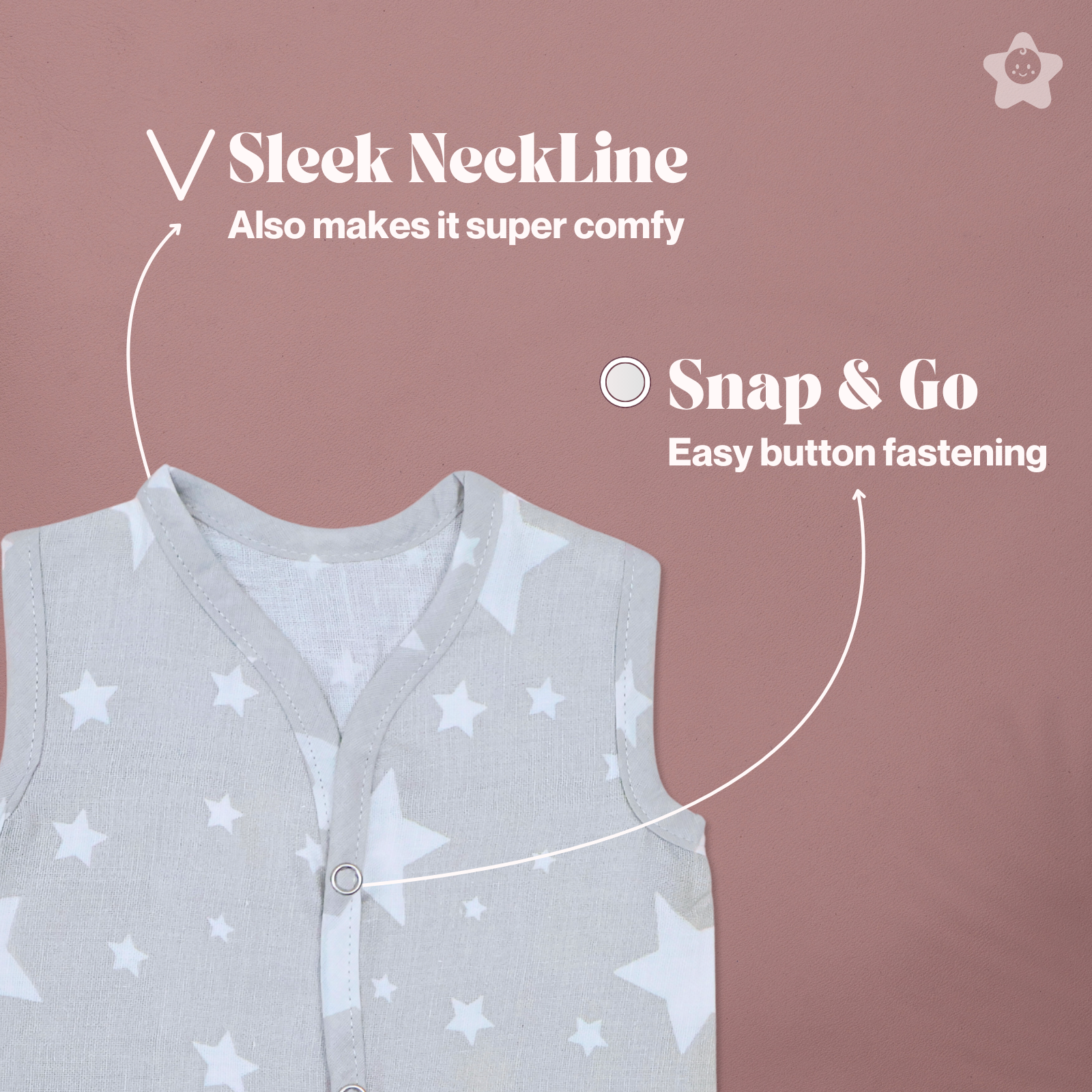 Kika Kiki Grey Shades Muslin Jhabla - 100% Soft Muslin Cotton Unisex Button up Vest (Pack of 3)