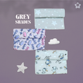 Kika Kiki Grey Shades Muslin Swaddle Blanket - Ultra soft 100% Muslin Cotton Swaddle Wrapper (pack of 3)