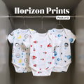 Kika Kiki Horizon Prints BodySuits - 100% Ultra Soft Knitted Cotton Unisex Onesies (Pack of 3)