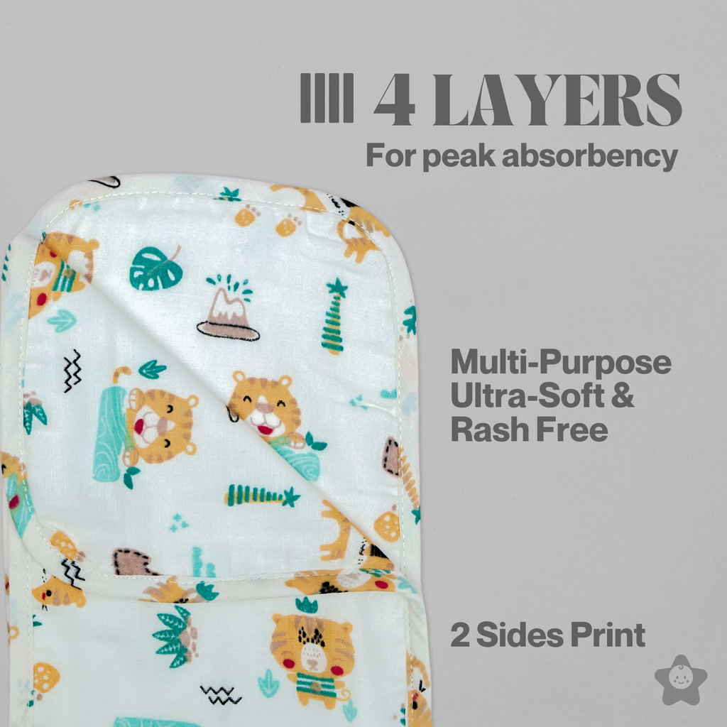Kika Kiki Ivory Shades Burp Cloth- 100% Soft Muslin Cotton (Pack of 3)