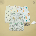 Kika Kiki Ivory Shades Muslin Jhabla - 100% Soft Muslin Cotton Unisex Button up Vest (Pack of 3)