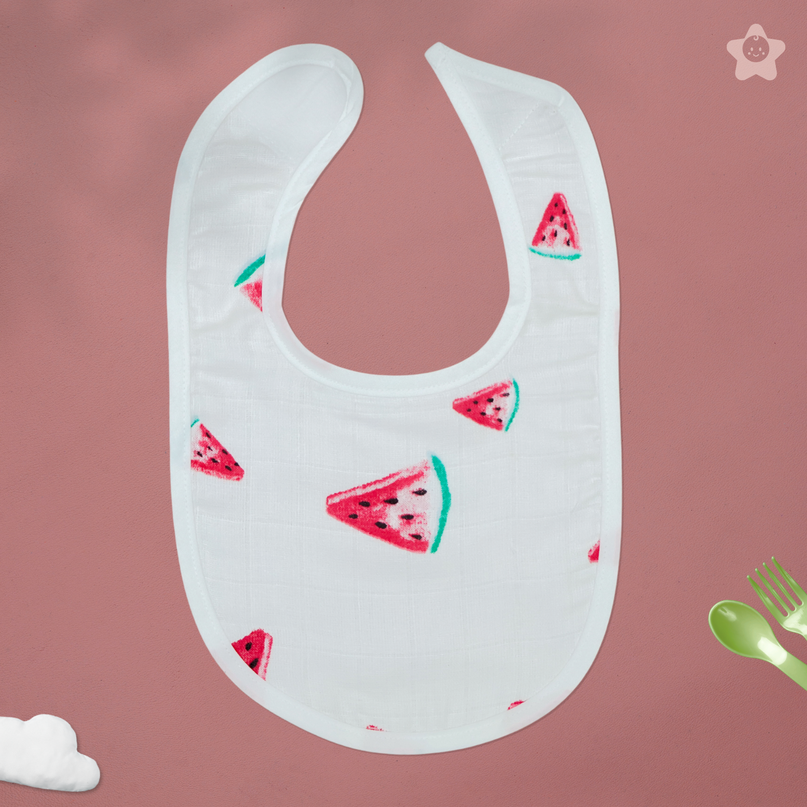 Kika Kiki Juicy Fruits Print Baby Apron Bibs - 100% Soft Muslin Cotton (Pack of 3)