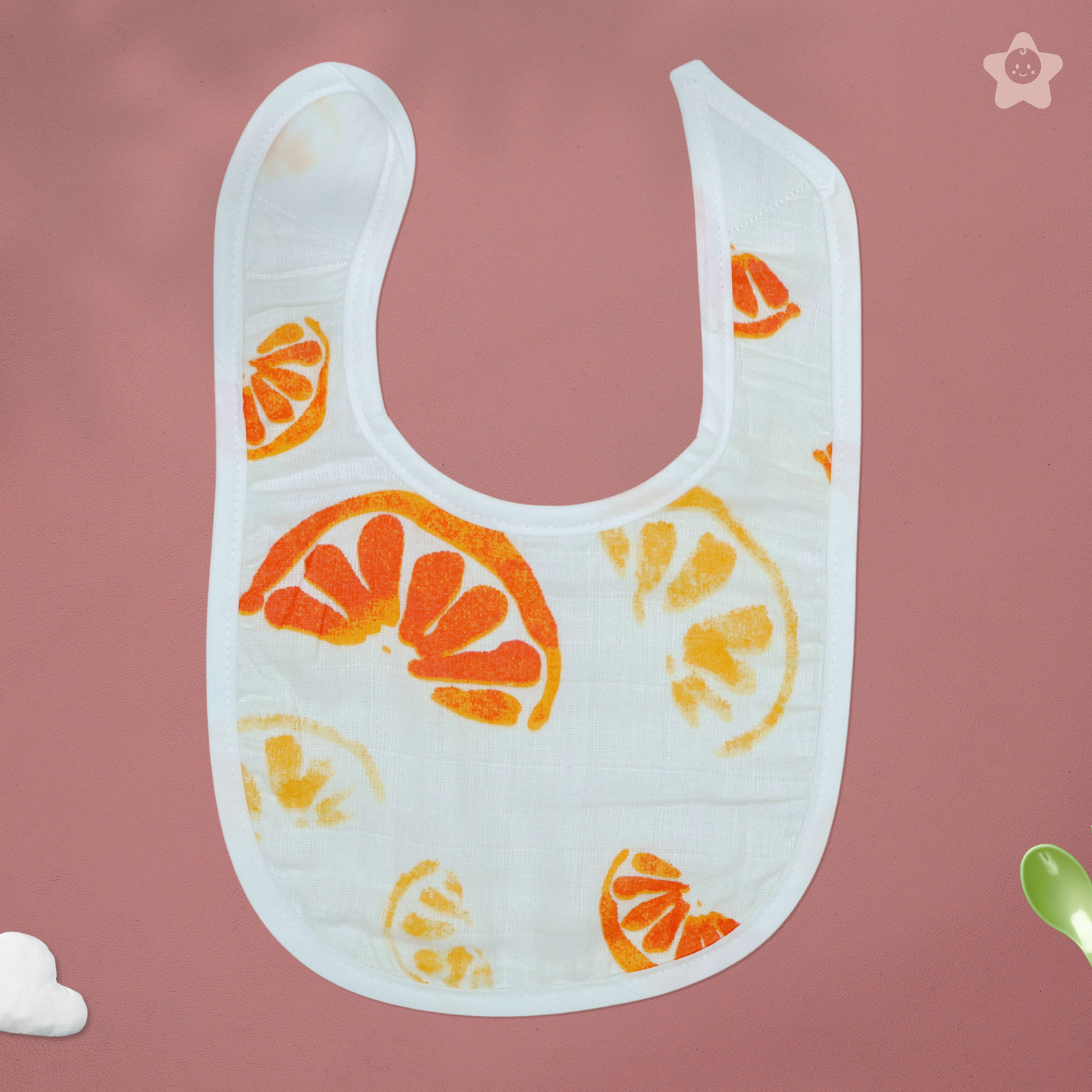 Kika Kiki Juicy Fruits Print Baby Apron Bibs - 100% Soft Muslin Cotton (Pack of 3)