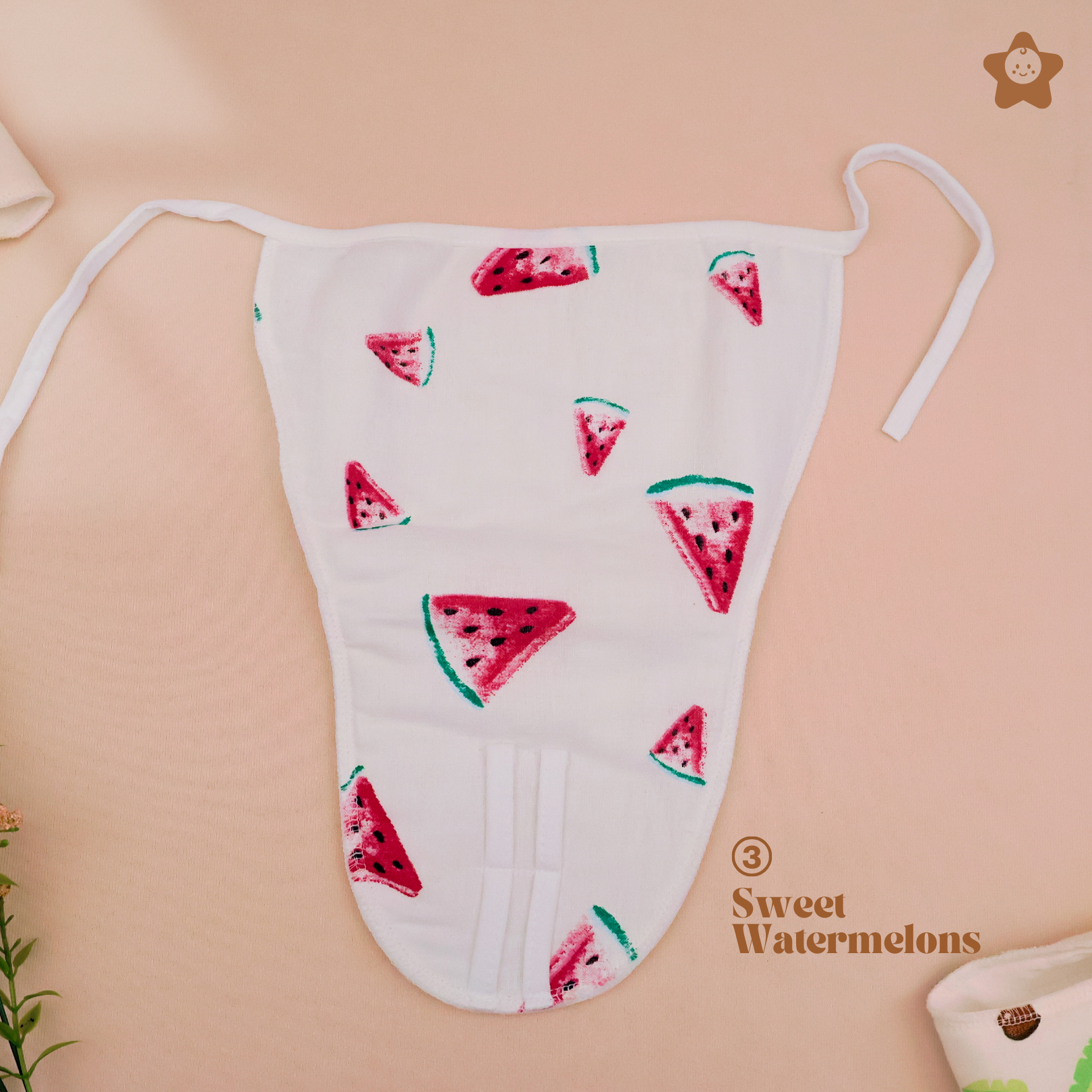 Kika Kiki Juicy Fruits Edition Muslin Padded Nappies - 100% Soft Cotton Langot (Pack of 3)