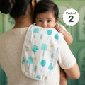 Kika Kiki Nature Prints Burp Cloth- 100% Soft Muslin Cotton (Pack of 2)