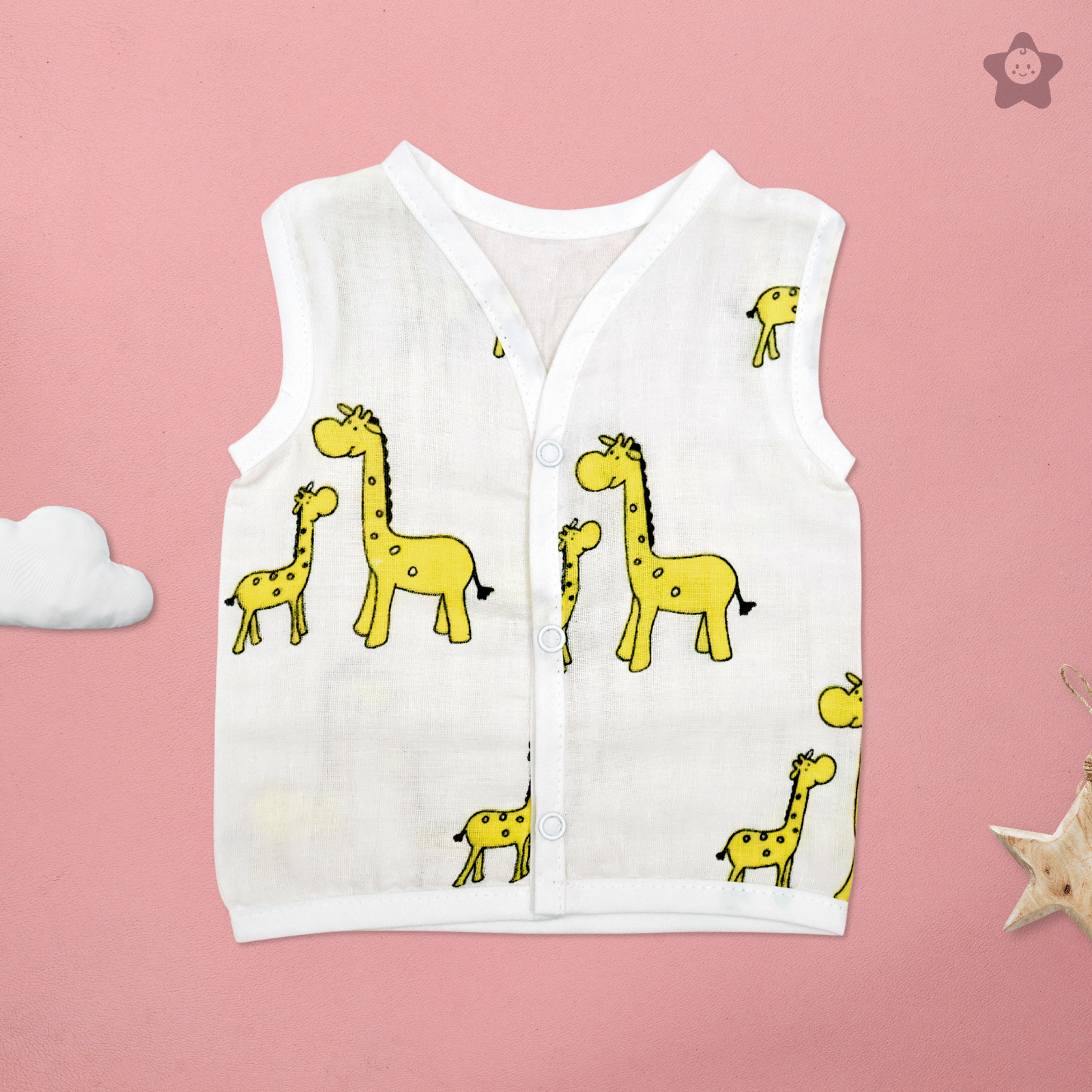 Kika Kiki Nature Edition Muslin Jhabla - 100% Soft Muslin Cotton Unisex Button up Vest (Pack of 2)