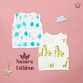 Kika Kiki Nature Edition Muslin Jhabla - 100% Soft Muslin Cotton Unisex Button up Vest (Pack of 2)