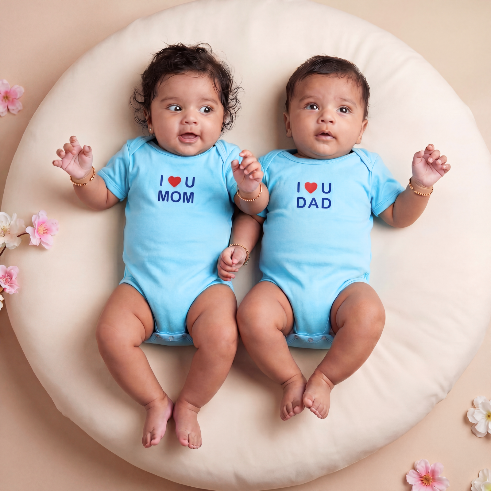Kika Kiki Parent Love Edition BodySuits - 100% Ultra Soft Knitted Cotton Unisex Onesies (Pack of 2)