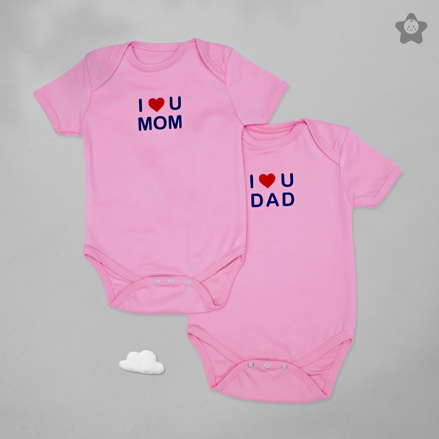Kika Kiki Parent Love Edition BodySuits - 100% Ultra Soft Knitted Cotton Unisex Onesies (Pack of 2) 3-6M Pastel Pink