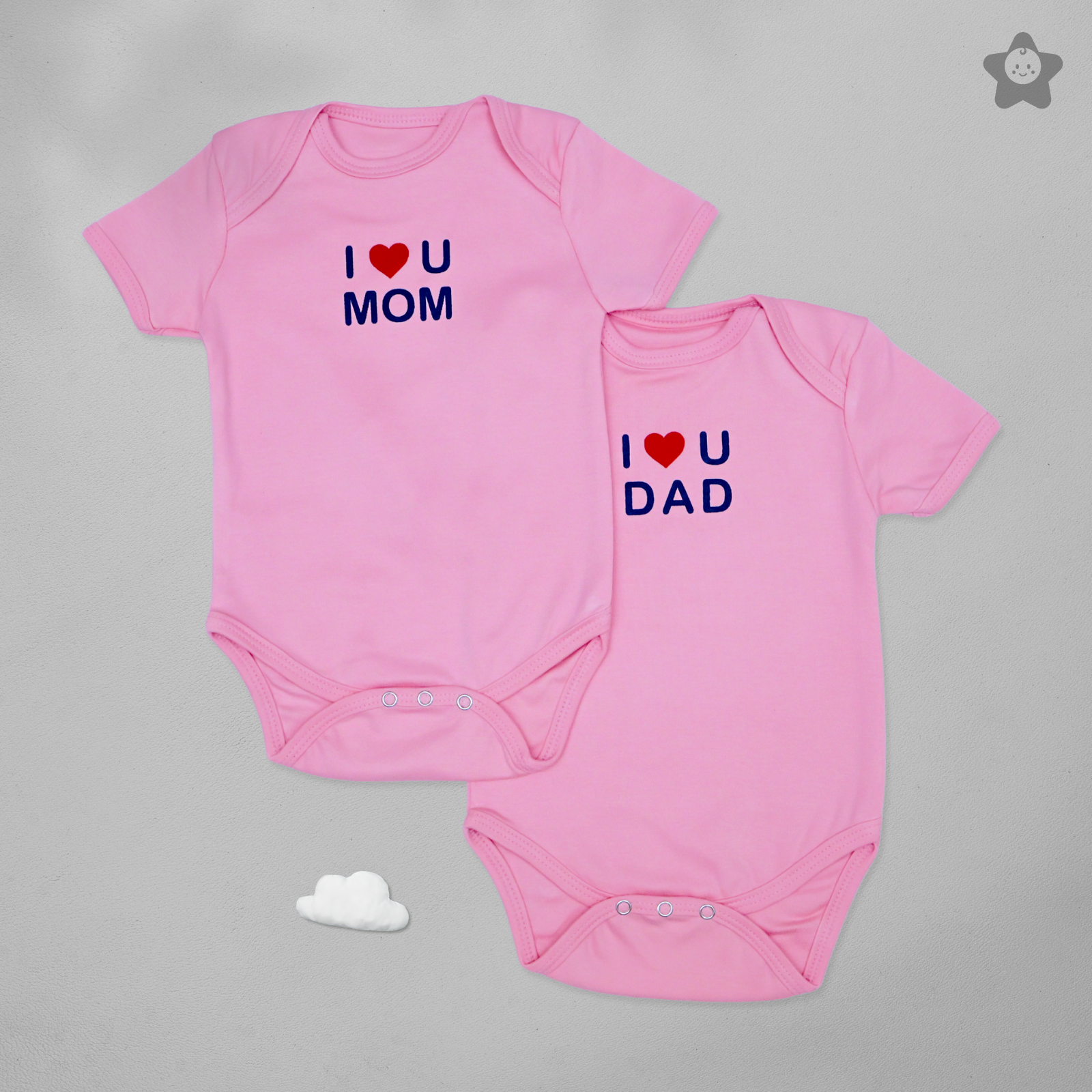 Kika Kiki Parent Love Edition BodySuits - 100% Ultra Soft Knitted Cotton Unisex Onesies (Pack of 2) 3-6M Pastel Pink