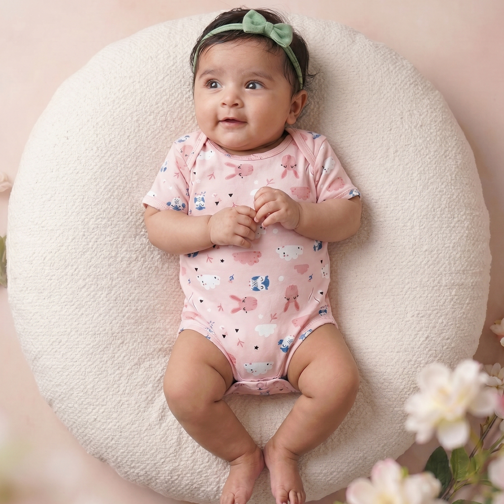 Kika Kiki Peach Shades BodySuits - 100% Ultra Soft Knitted Cotton Unisex Onesies (Pack of 2)