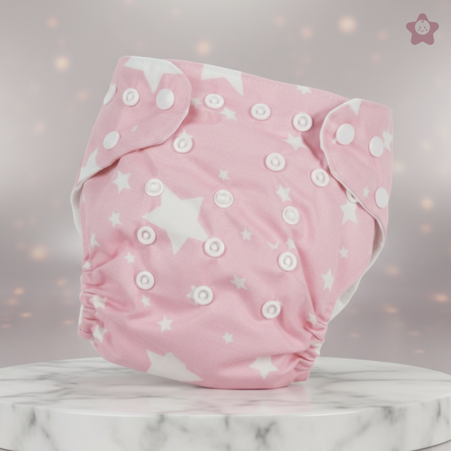 Pink Stars Air Diaper | Organic Muslin Cotton Comfort for Babies