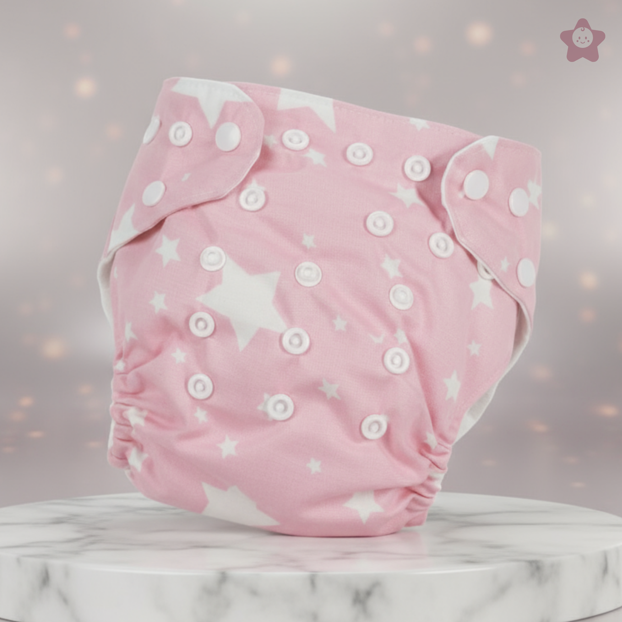 Kika Kiki Pink Stars Air Diaper | Organic Muslin Cotton Comfort for Babies