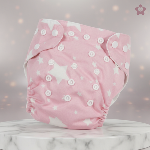 Kika Kiki Pink Stars Air Diaper | Organic Muslin Cotton Comfort for Babies
