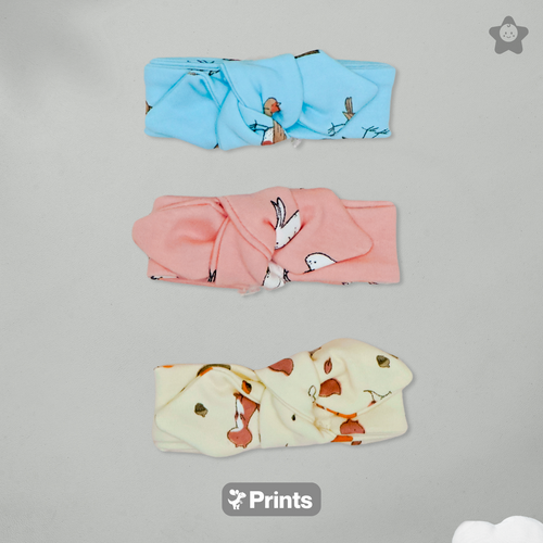 Kika Kiki Artistry Headbands - Stretchable Free Size Headband with Bow Design - Made from Finest Cotton - Assorted Pack of 3
