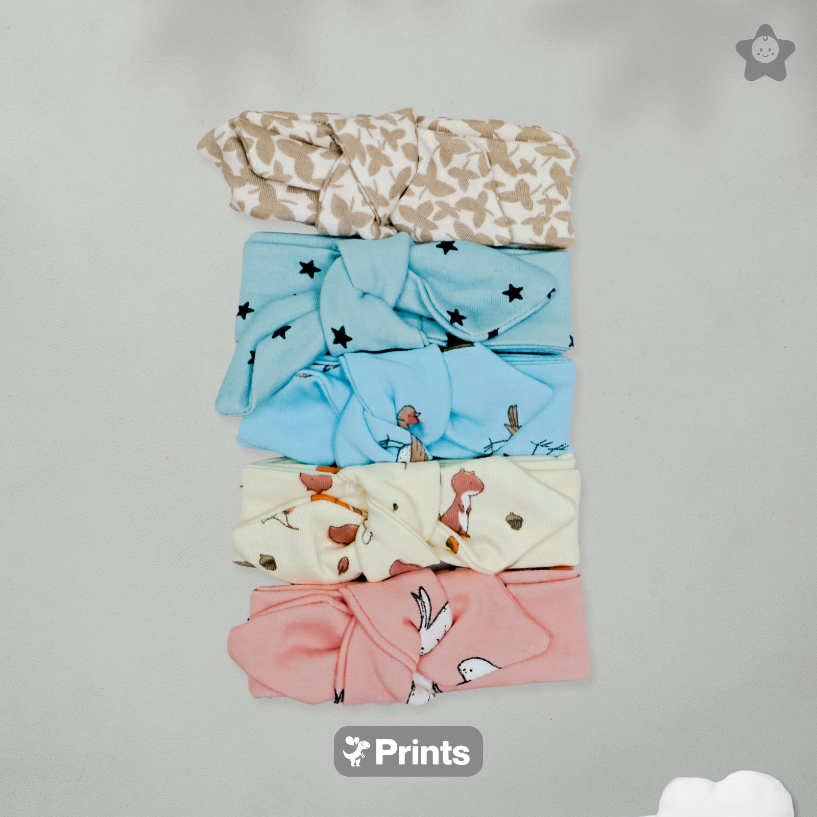 Kika Kiki Artistry Headbands - Stretchable Free Size Headband with Bow Design - Made from Finest Cotton - Assorted Pack of 5