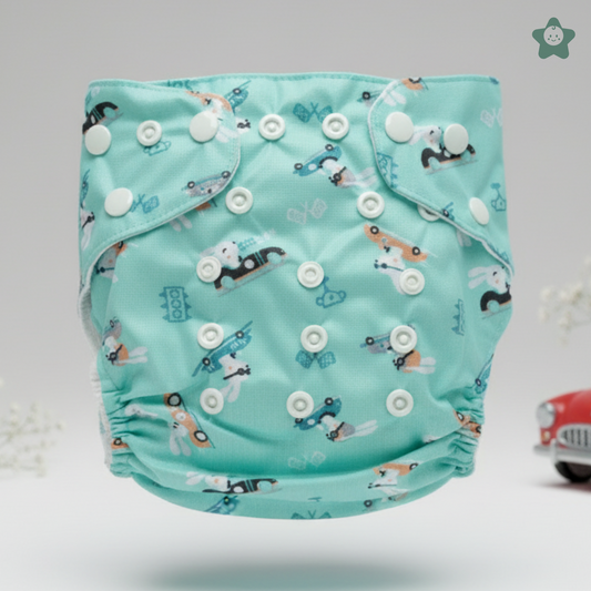Racing Bunnies Air Diaper | Organic Muslin Cotton Comfort for Babies