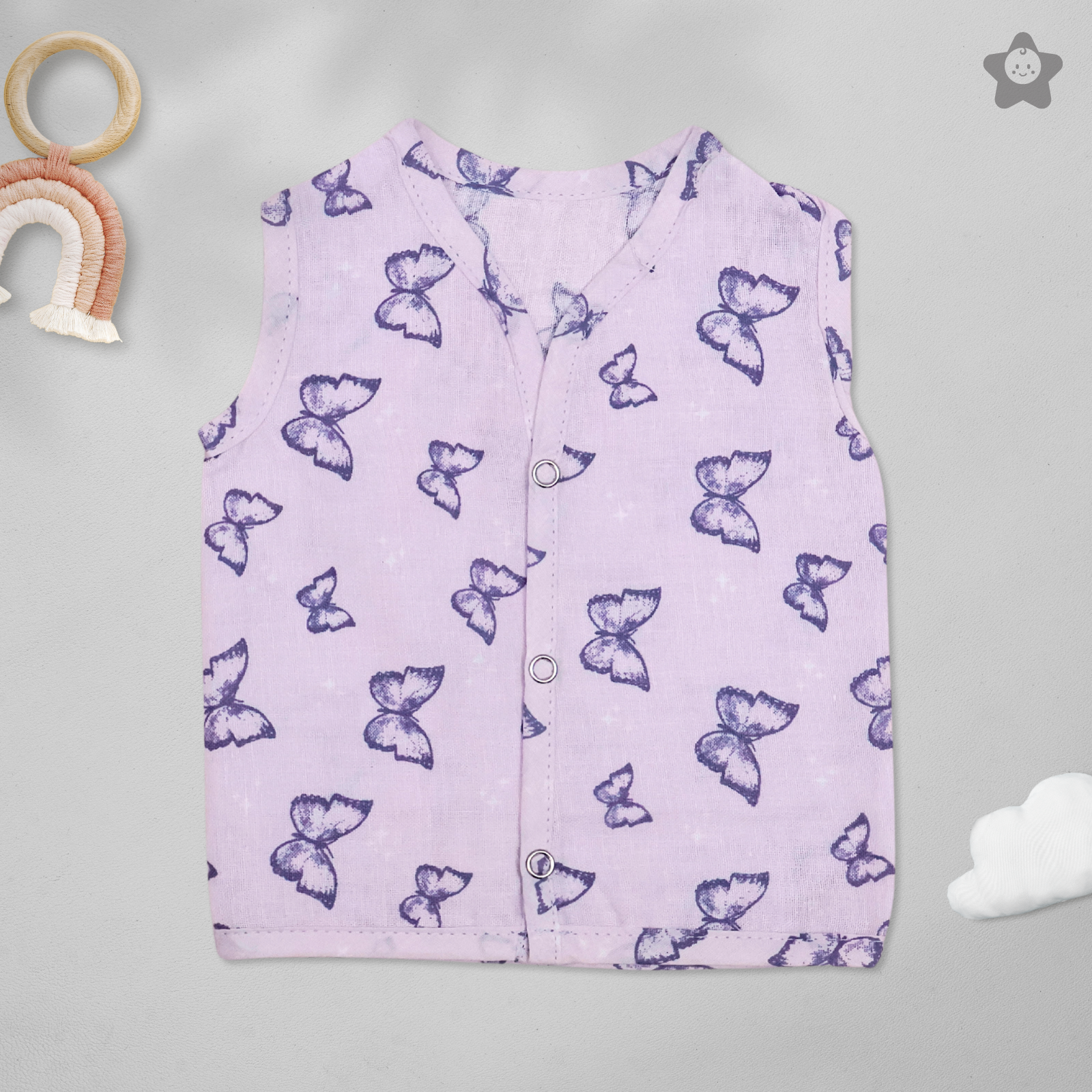 Kika Kiki Sage Prints Muslin Jhabla - 100% Soft Muslin Cotton Unisex Button up Vest (Pack of 3)