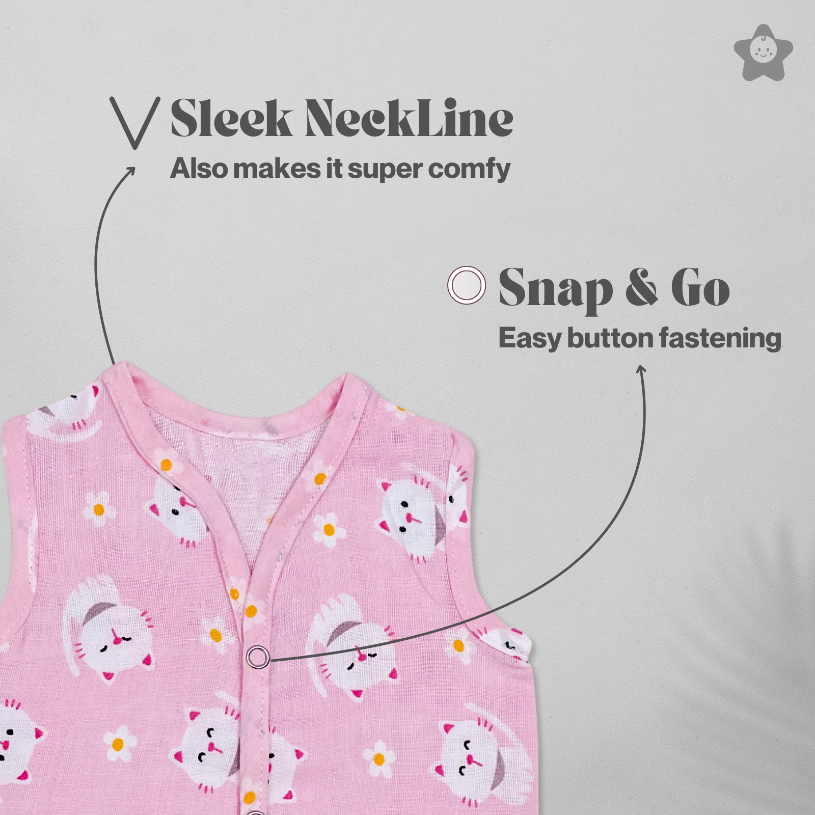 Kika Kiki Sage Prints Muslin Jhabla - 100% Soft Muslin Cotton Unisex Button up Vest (Pack of 3)