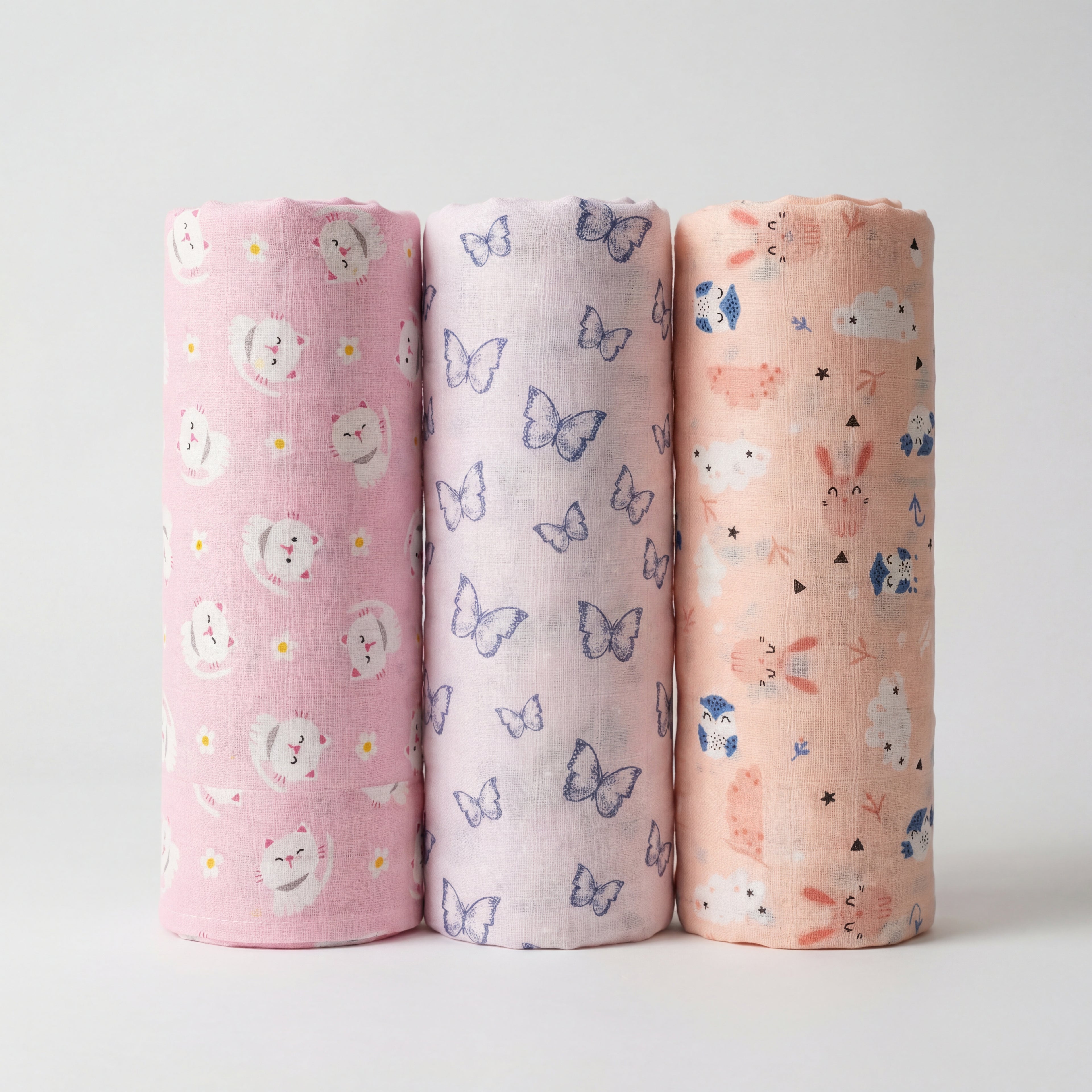 Kika Kiki Sage Prints Muslin Swaddle Blanket - Ultra soft 100% Muslin Cotton Swaddle Wrapper (pack of 3)