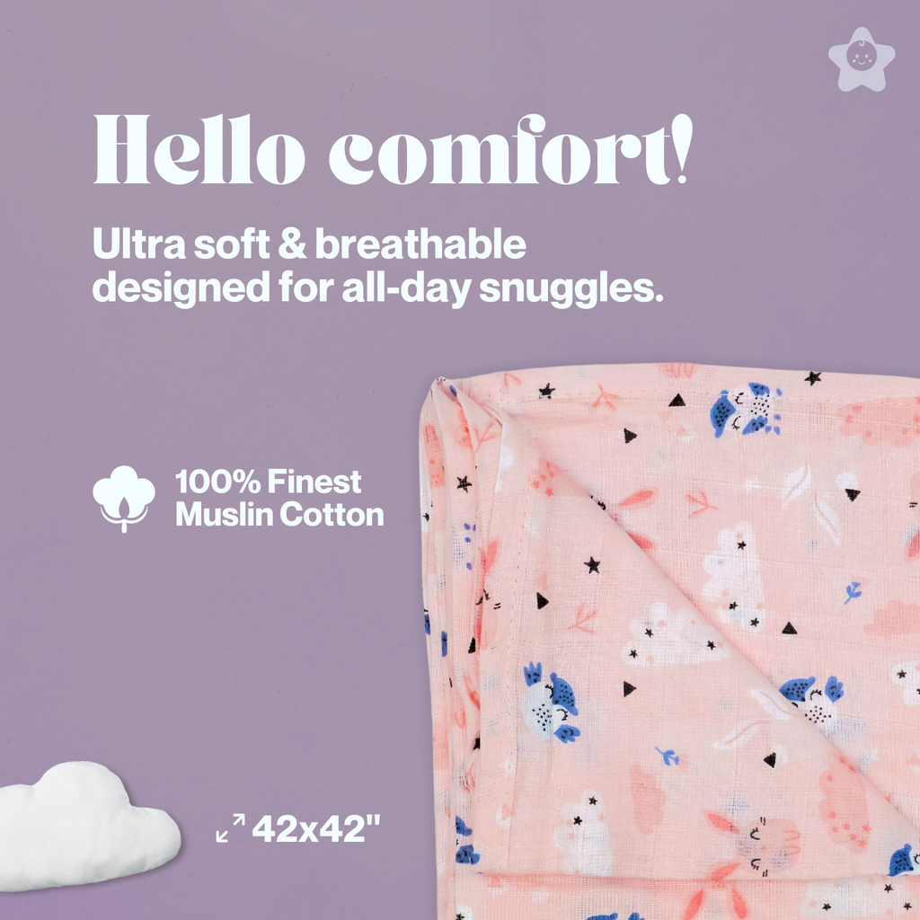 Kika Kiki Sage Prints Muslin Swaddle Blanket - Ultra soft 100% Muslin Cotton Swaddle Wrapper (pack of 3)