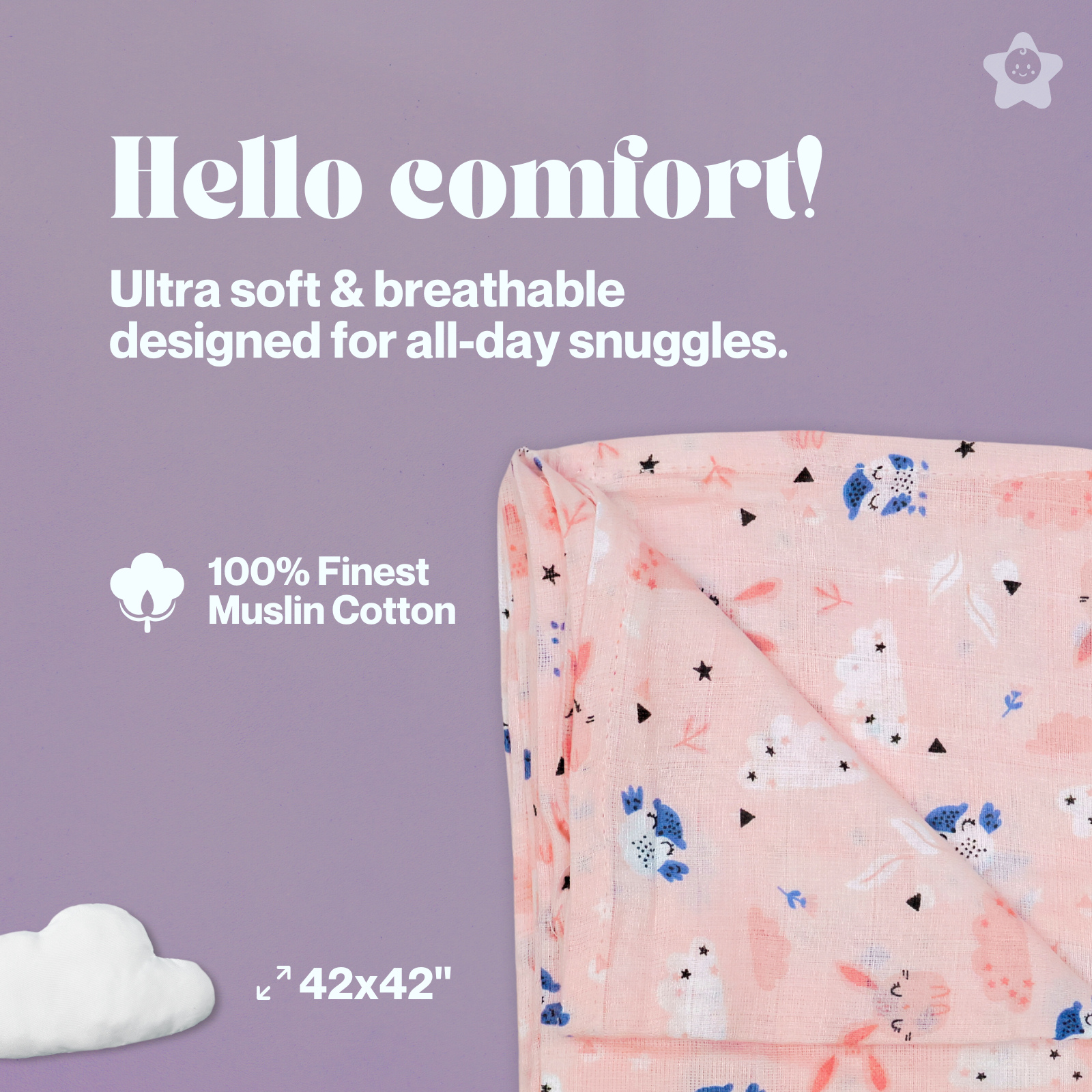 Kika Kiki Sage Prints Muslin Swaddle Blanket - Ultra soft 100% Muslin Cotton Swaddle Wrapper (pack of 3)