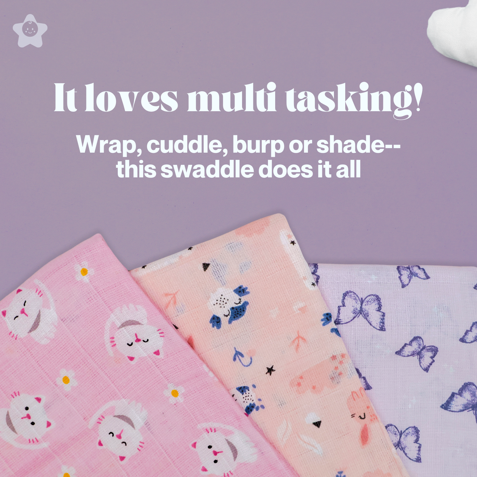 Kika Kiki Sage Prints Muslin Swaddle Blanket - Ultra soft 100% Muslin Cotton Swaddle Wrapper (pack of 3)