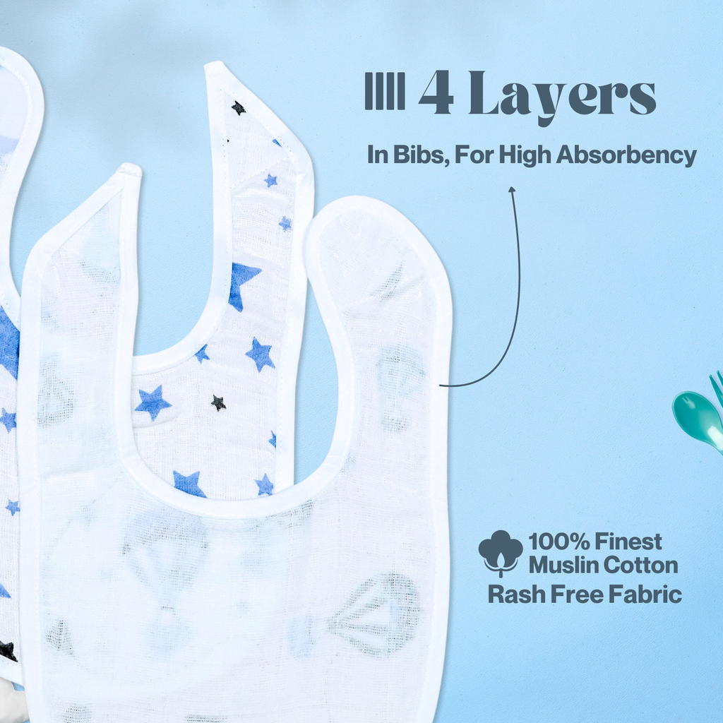 Kika Kiki Sky Twinkles Starter Kit - Muslin Essentials - Jhabla, Nappies, Swaddles and Bibs
