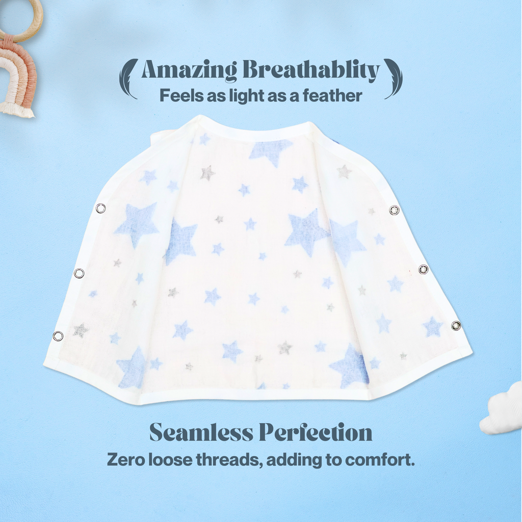 Kika Kiki Sky Twinkles Starter Kit - Muslin Essentials - Jhabla, Nappies, Swaddles and Bibs