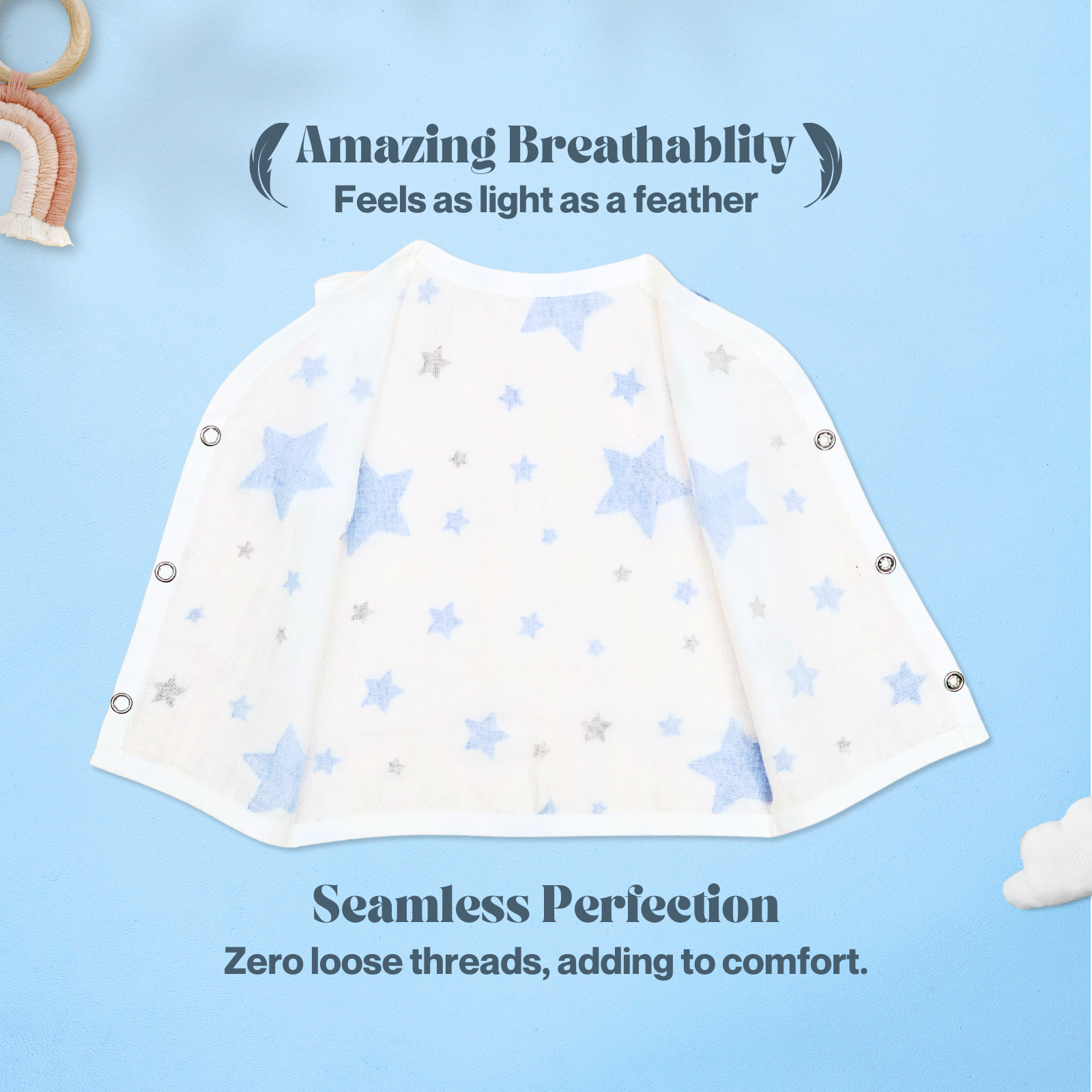 Kika Kiki Sky Twinkles Starter Kit - Muslin Essentials - Jhabla, Nappies, Swaddles and Bibs