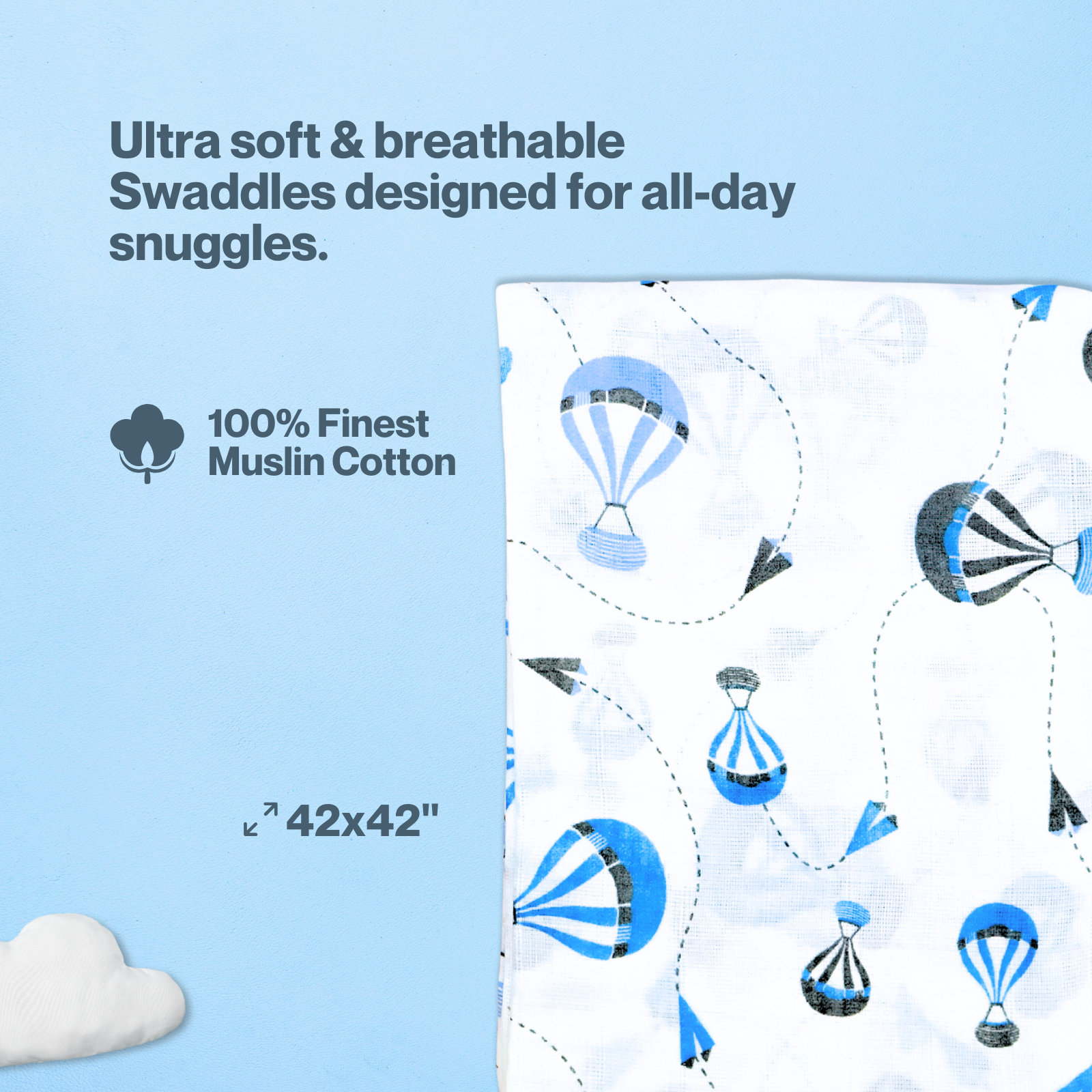 Kika Kiki Sky Twinkles Starter Kit - Muslin Essentials - Jhabla, Nappies, Swaddles and Bibs