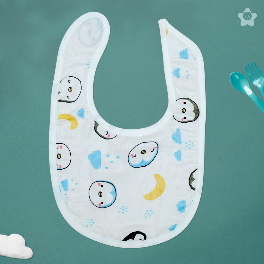 Kika Kiki Sky Adventures Print Baby Apron Bibs - 100% Soft Muslin Cotton (Pack of 2)