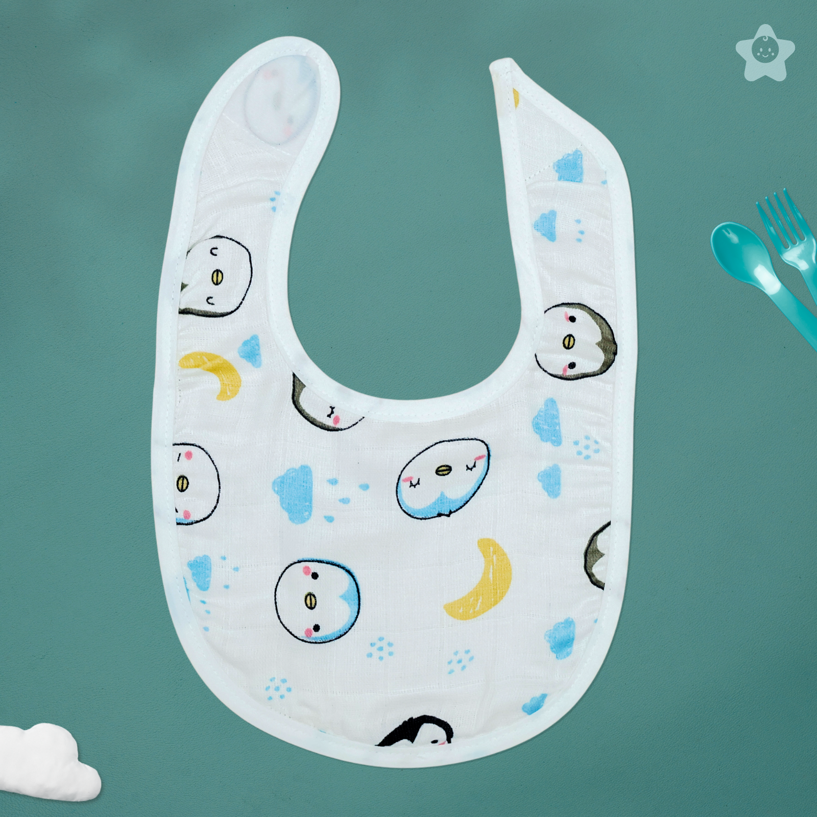 Kika Kiki Sky Adventures Print Baby Apron Bibs - 100% Soft Muslin Cotton (Pack of 2)