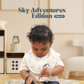 Kika Kiki Sky Adventures Print Baby Apron Bibs - 100% Soft Muslin Cotton (Pack of 2)