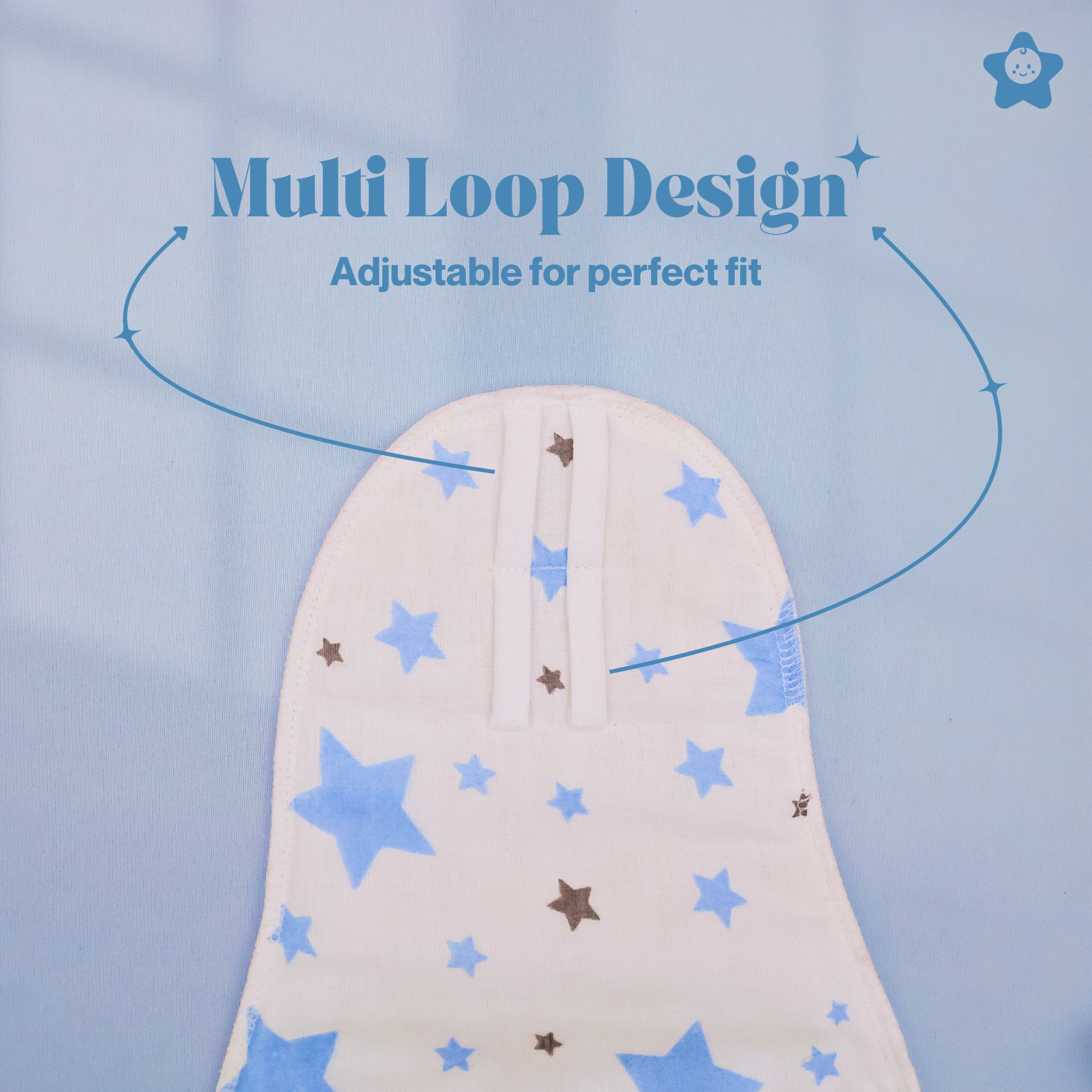 Kika Kiki Sky Twinkles Muslin Padded Nappies - 100% Soft Cotton Langot (Pack of 3)