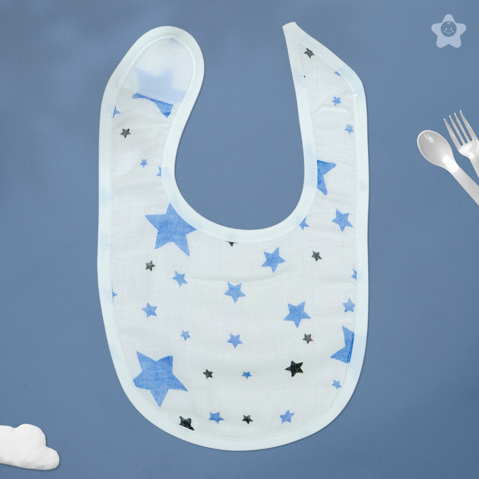 Kika Kiki Sky Twinkle Baby Apron Bibs - 100% Soft Muslin Cotton (Pack of 2)