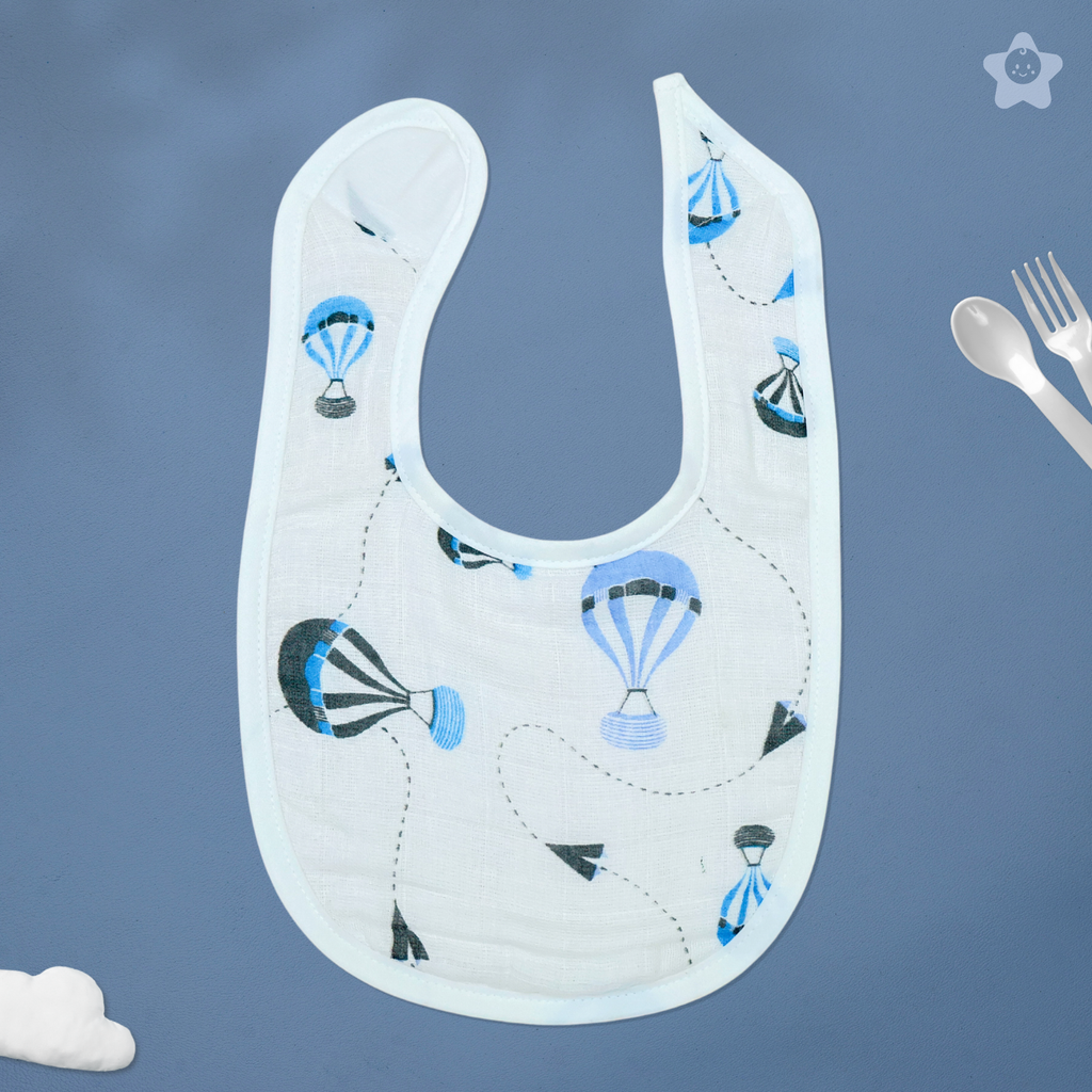 Kika Kiki Sky Twinkle Baby Apron Bibs - 100% Soft Muslin Cotton (Pack of 2)