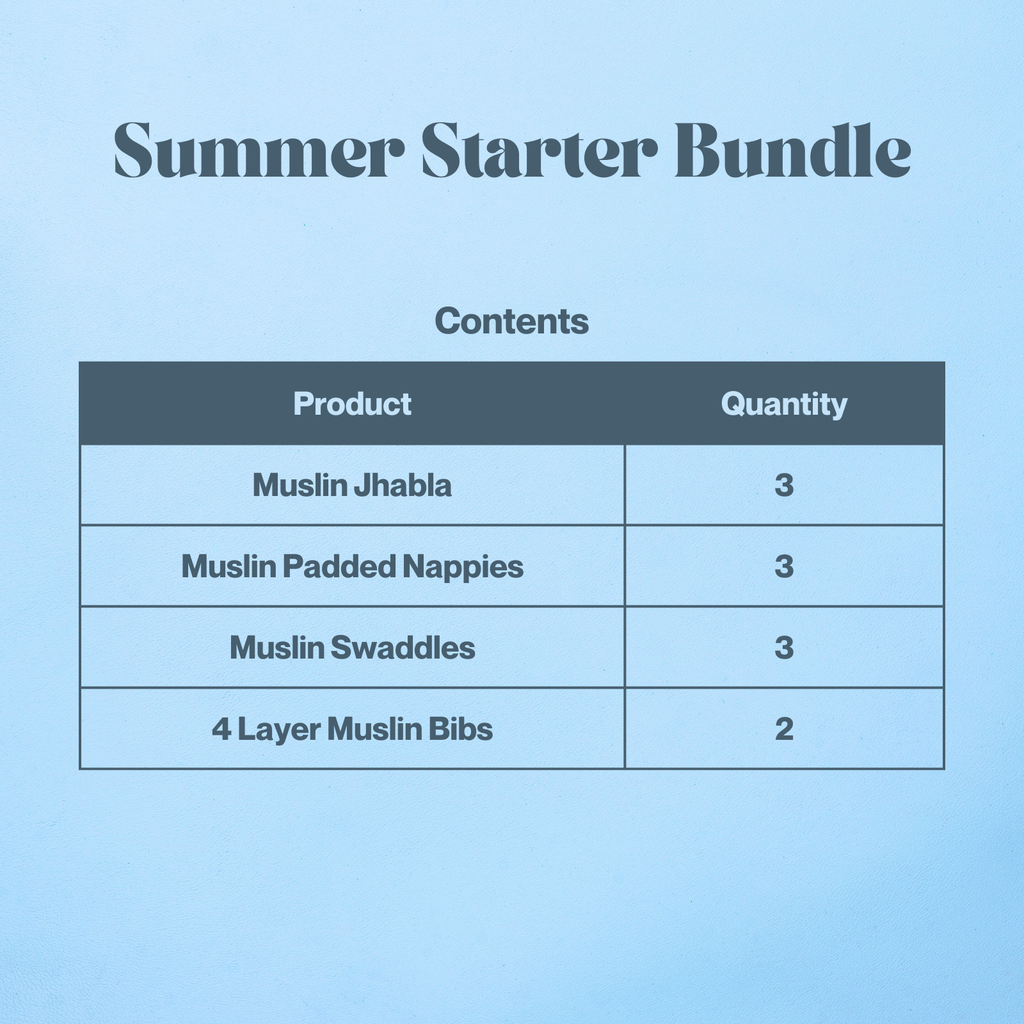Kika Kiki Sky Twinkles Starter Kit - Muslin Essentials - Jhabla, Nappies, Swaddles and Bibs