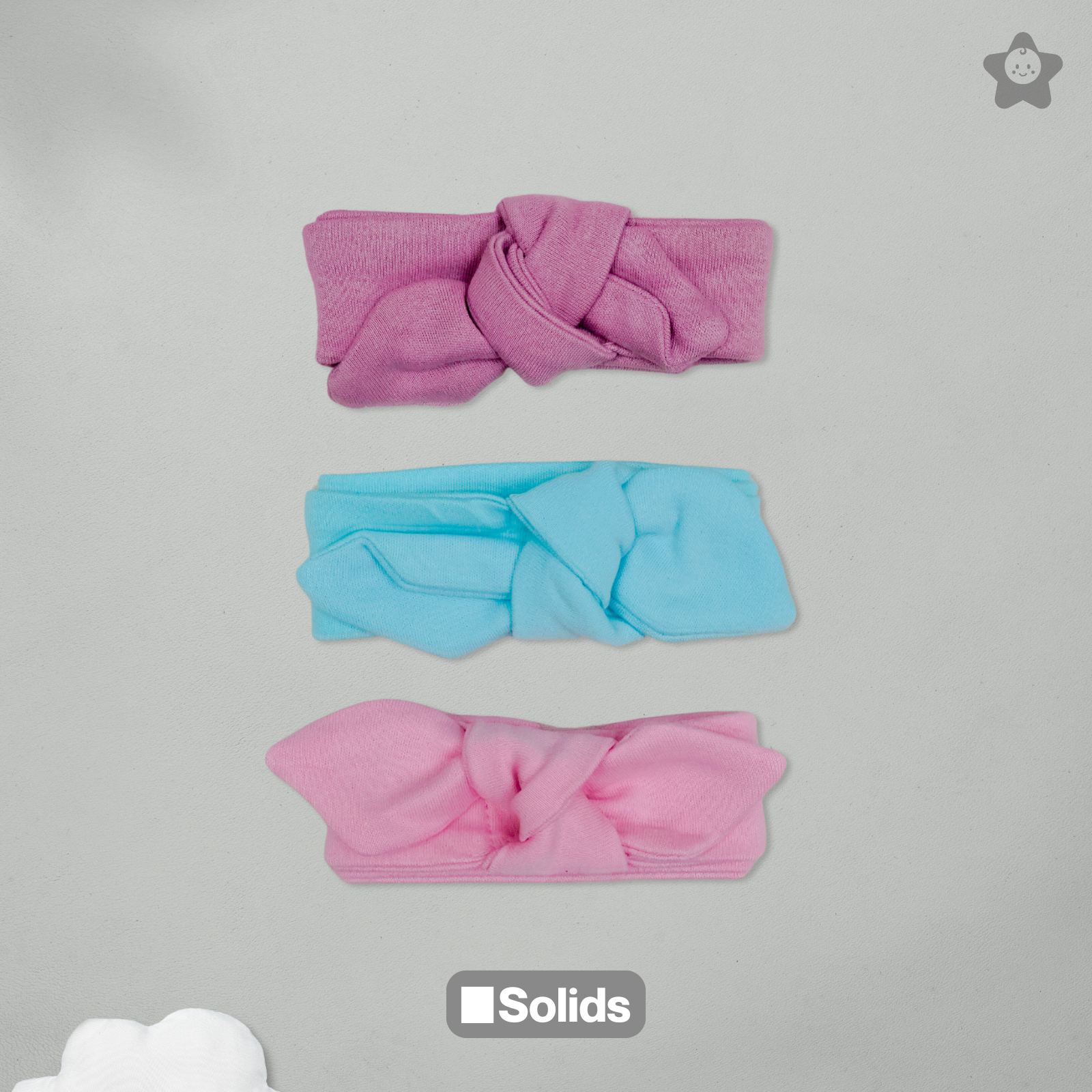 Kika Kiki Solid Headbands - Stretchable Free Size Headband with Bow Design - Made from Finest Cotton - Pack of 3