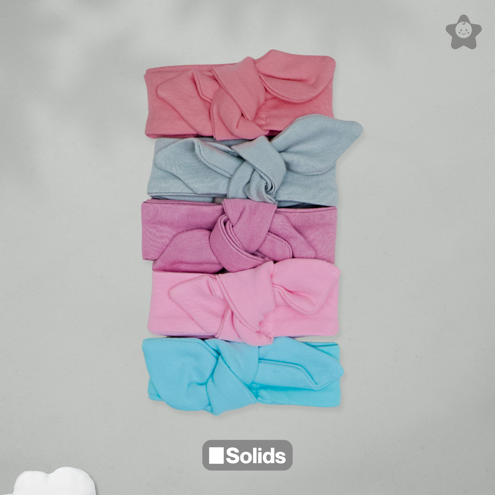 Kika Kiki Solid Headbands - Stretchable Free Size Headband with Bow Design - Made from Finest Cotton - Pack of 5