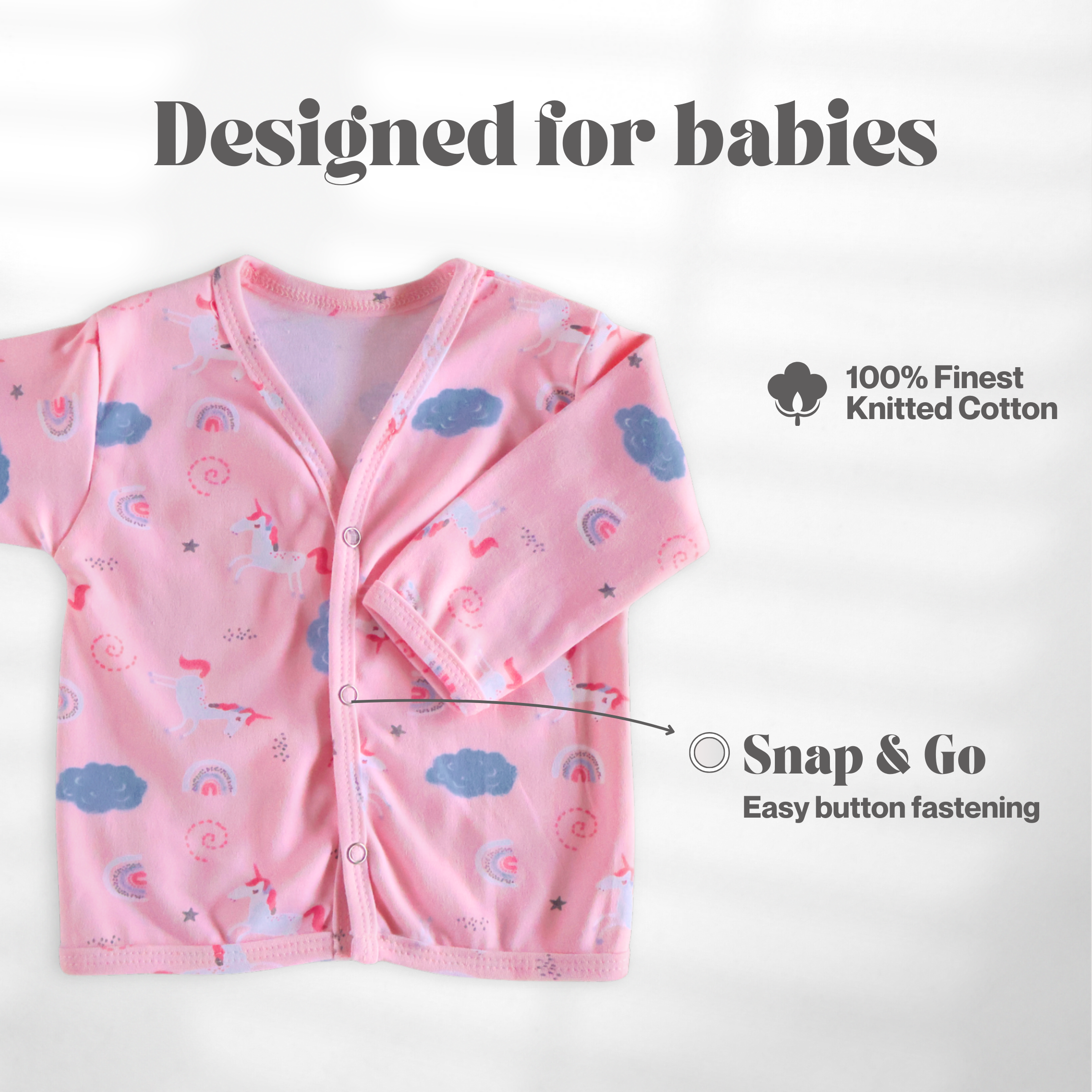 Kika Kiki Unicorn Skies Co-ord set | 100% Ultra soft Knitted Cotton Baby Lounge wear (pack of 1)