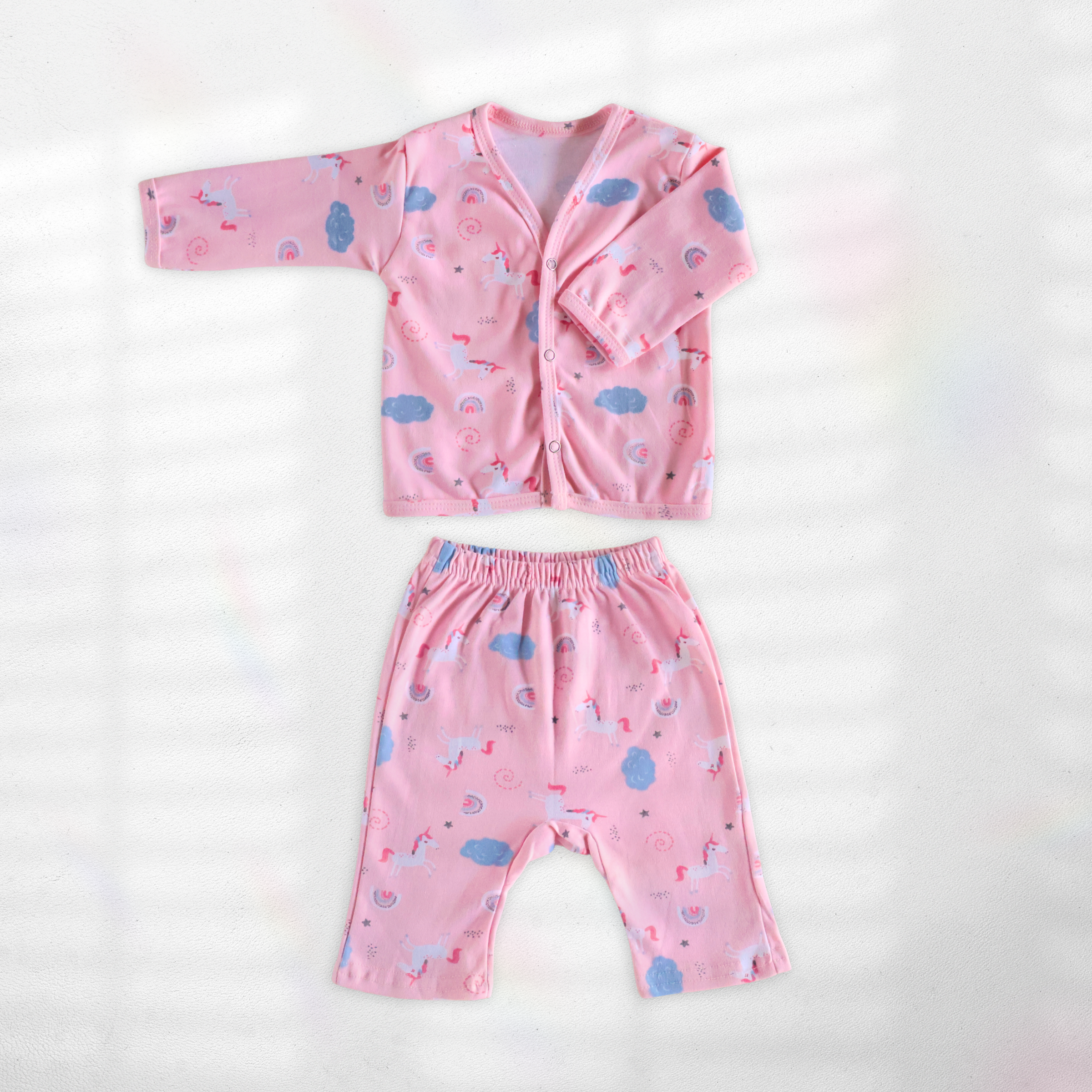 Kika Kiki Unicorn Skies Co-ord set | 100% Ultra soft Knitted Cotton Baby Lounge wear (pack of 1)